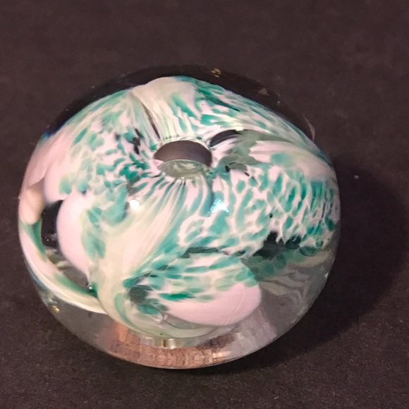 Vintage Jerpoint Ireland Glass Studio Green White  Swirl Tornado Paperweight - Picture 3 of 10